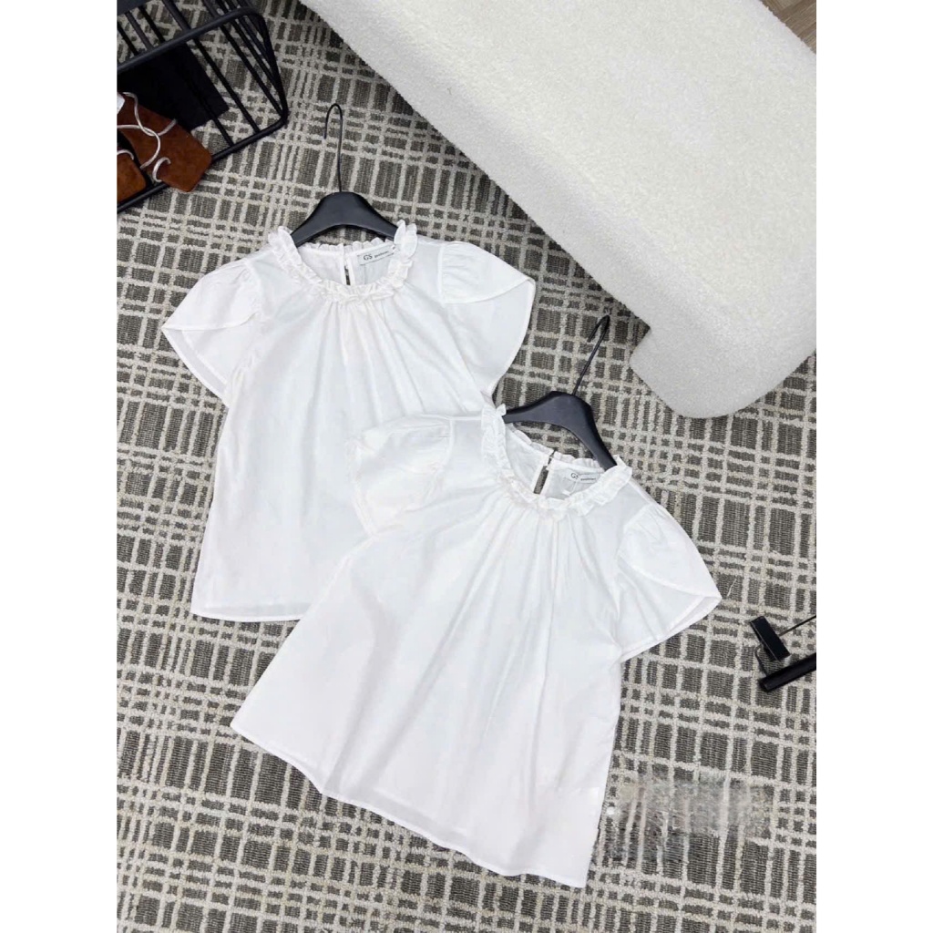 Áo babydoll tay bồng dáng rộng cổ phối bèo siêu xinh TAM A63
