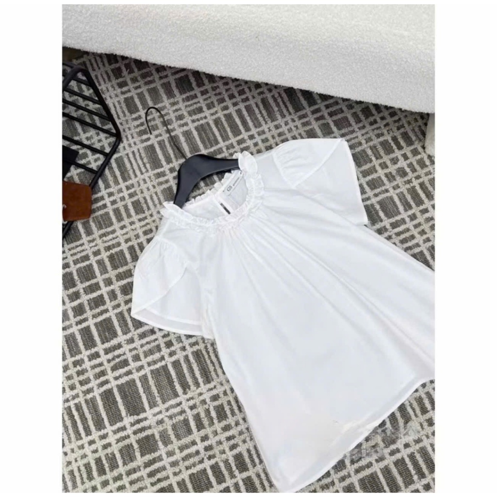 Áo babydoll tay bồng dáng rộng cổ phối bèo siêu xinh TAM A63