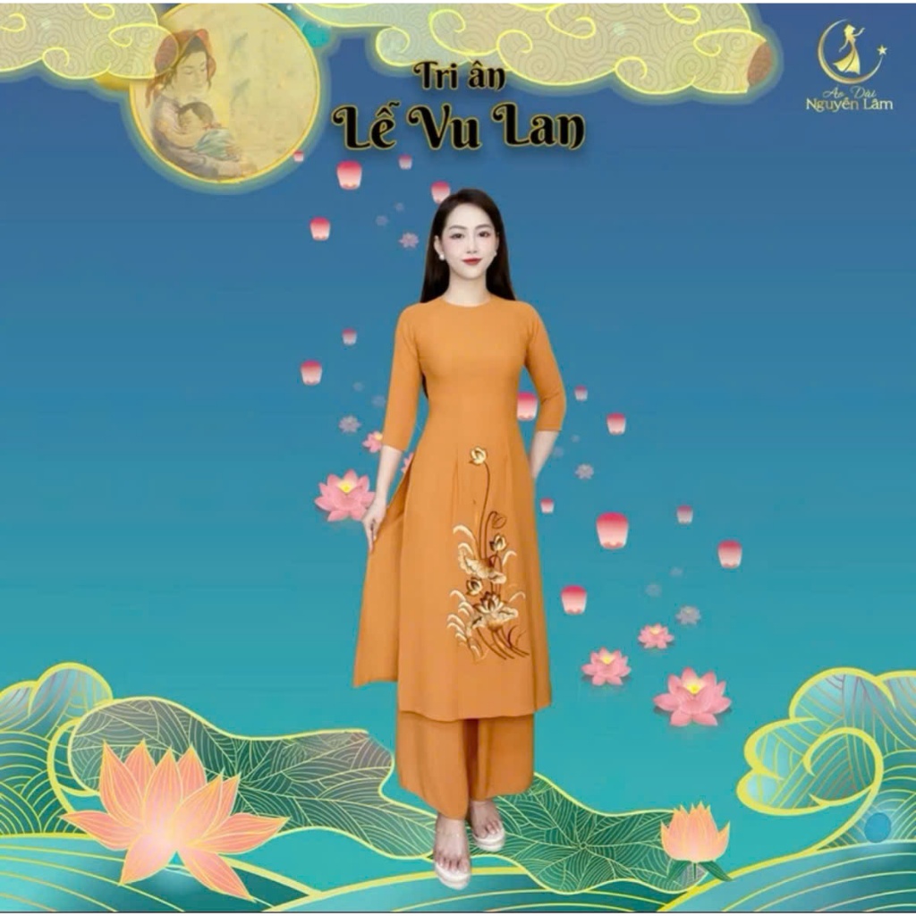 [GIẢM 40K]  Áo Dài Cách Tân Thêu (Tăng size) - Lụa Tằm Ý Cao Cấp 2 Tà, Cổ Tròn Tay Lỡ, 4 Màu - Áo Dài Nguyễn Lâm