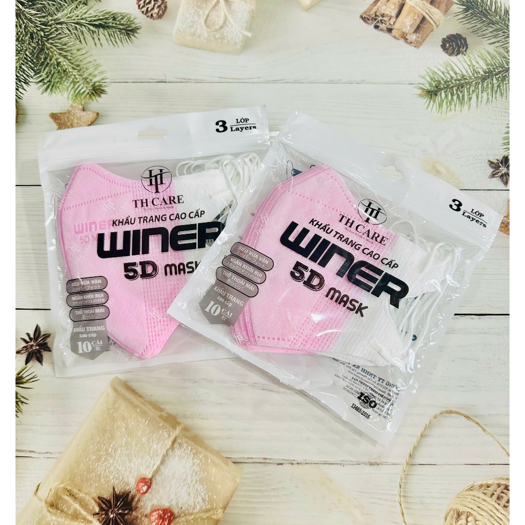 100 Cái Khẩu Trang 5D WINER 3 lớp Túi Zip dày dặn, Quai Đeo co giãn, êm tai. Mix màu thoải mái.