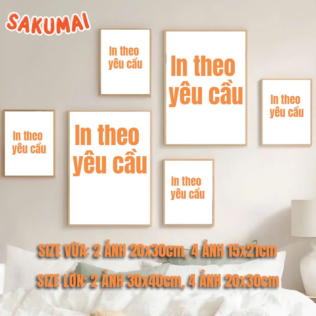 Tranh Dán Tường, Bộ 6 Tranh Formex Dán Tường Decor Trang Trí Phòng Khách, Phòng Ngủ Có Sẵn Keo In Theo Yêu Cầu - SakuMai
