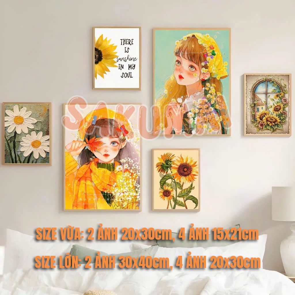 Tranh Dán Tường, Bộ 6 Tranh Formex Dán Tường Decor Trang Trí Phòng Khách, Phòng Ngủ Có Sẵn Keo In Theo Yêu Cầu - SakuMai