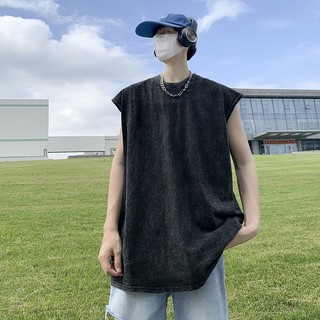 LOCAL BRAND Áo Tantop Trơn Wash Phong Cách Unisex Form Rộng - Áo Ba Lỗ Sát lách wash đen Ullzang tay lỡ nam nữ Cotton.