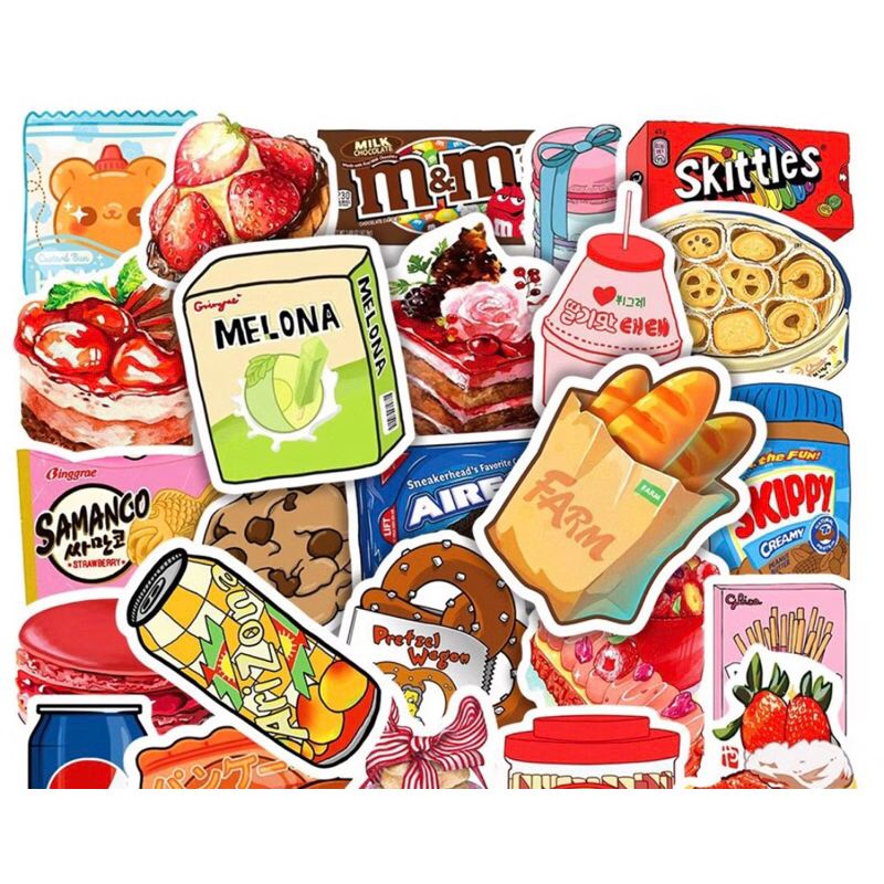 100 sticker Dán Trang Trí Sổ Tay Diy bánh kẹo đồ ăn vặt xịn xò | Shopee ...
