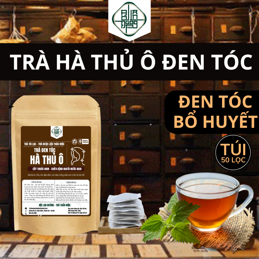 [Hà Thủ Ô] Trà Mọc Tóc, Đen Tóc - Bội Lan Đường - Túi 50 lọc