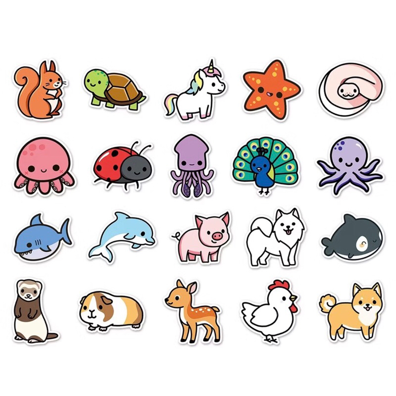 100 sticker  tổng hợp các con vật  đa dạng mẫu hình dán cho bé .