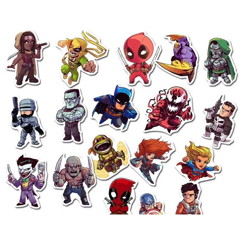 100 Hình Dán Siêu Anh Hùng Marvel DC Sticker Avengers Chống Thấm Nước Trang Trí Mũ Bảo Hiểm, Ván Trượt, Laptop, Vali