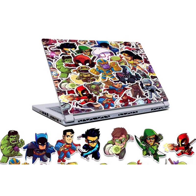 100 Hình Dán Siêu Anh Hùng Marvel DC Sticker Avengers Chống Thấm Nước Trang Trí Mũ Bảo Hiểm, Ván Trượt, Laptop, Vali