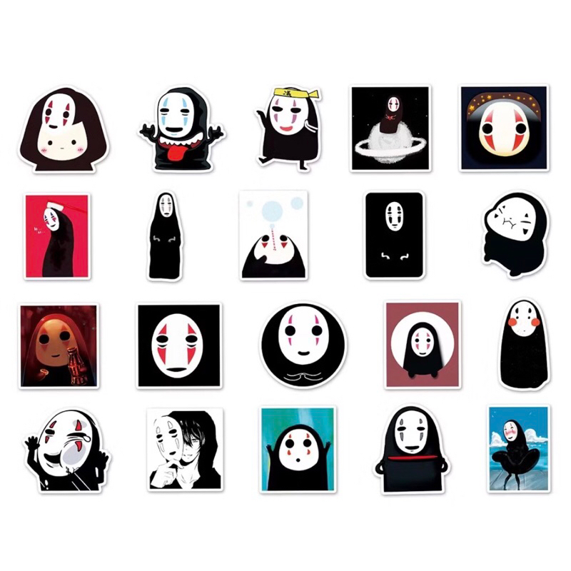 set 100  sticker nhân vật vô diện ghibli siêu vô tri hài hước