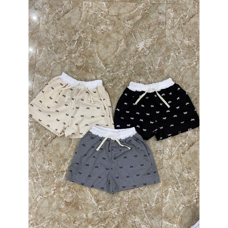 Quần đùi nữ in hình nơ cạp chun có túi 35-55 kg | BigBuy360 - bigbuy360.vn