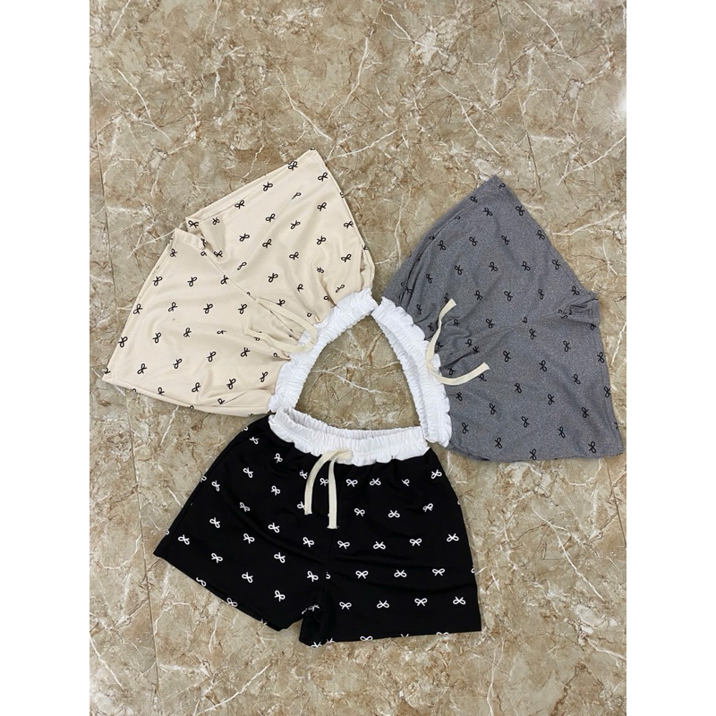 Quần đùi nữ in hình nơ cạp chun có túi 35-55 kg | BigBuy360 - bigbuy360.vn