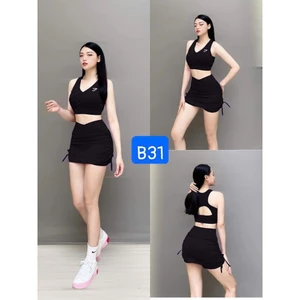 Bộ Váy Thể Thao Nữ, Quần Váy Rút Dây 2 Lớp + Áo Bra Tập Gym, Yoga, Pickleball, Tennis.. TẶNG MÚT