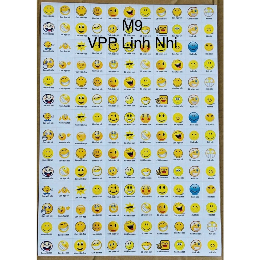 Sticker khen thưởng học sinh bằng tiếng việt hình mặt cười ( M9 ...
