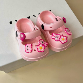 dép sục nhựa gắn sticker thỏ hoa đáng yêu bé thích mê chất liệu eva êm mềm nhẹ chống trượt cho bé gái S21