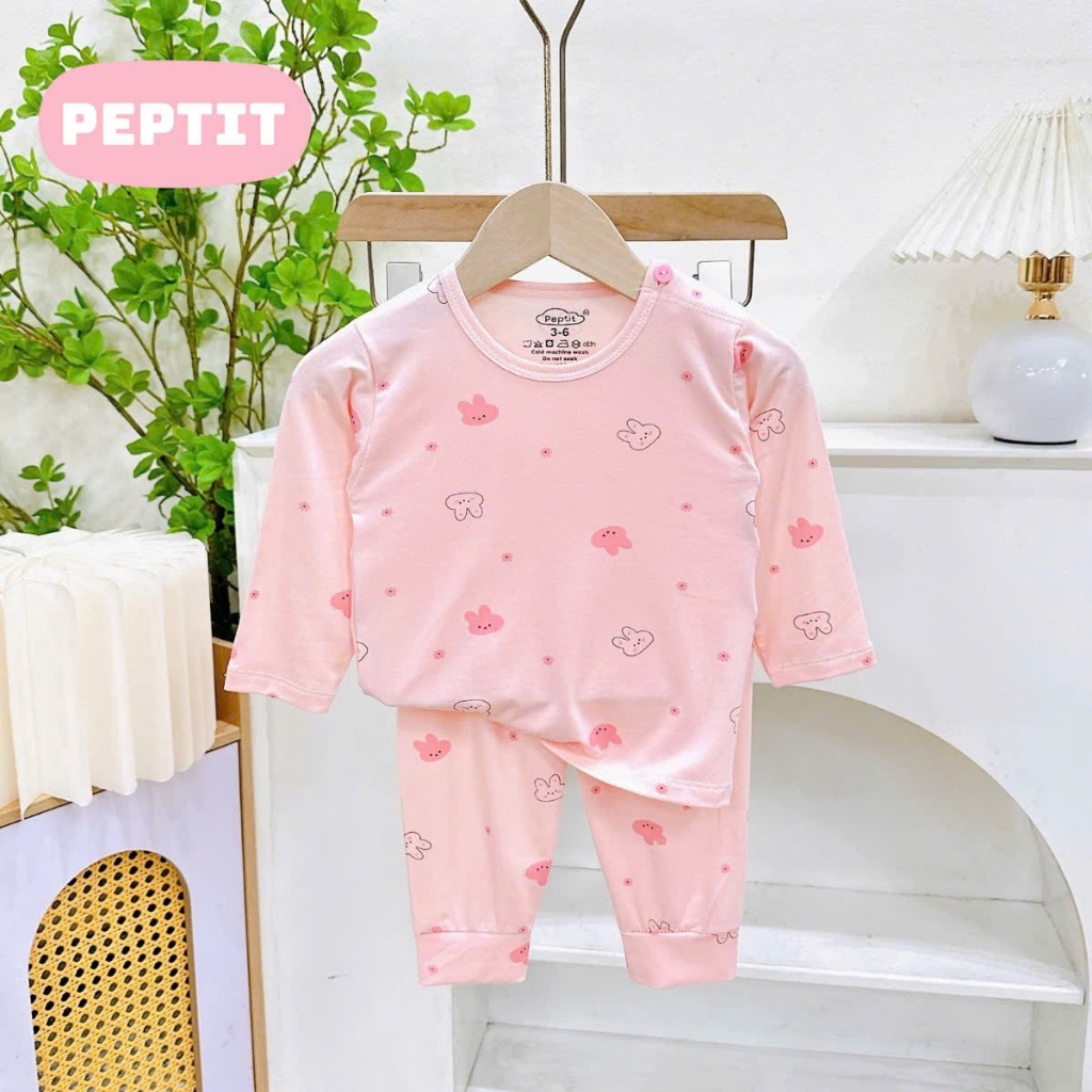 Bộ quần áo dài tay nền màu ava bé trai ,gái chất liệu vải thun lạnh thoáng mát cho bé saubabi