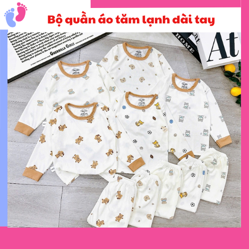 Bộ quần áo dài tay TĂM LẠNH Cài Vai siêu mềm họa tiết thu đông cho bé 5-15kg giặt tay giặt máy saubabi