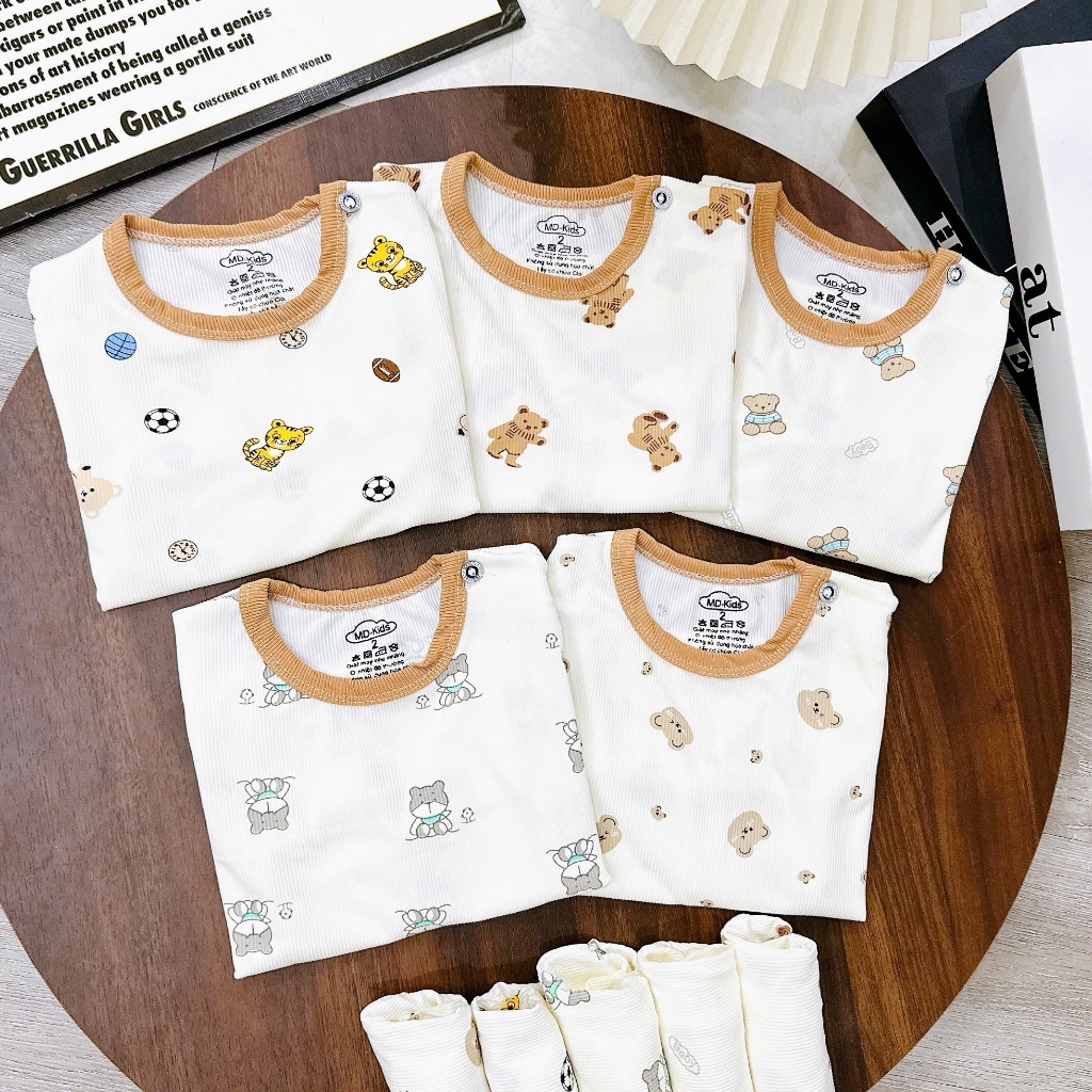 Bộ quần áo dài tay TĂM LẠNH Cài Vai siêu mềm họa tiết thu đông cho bé 5-15kg giặt tay giặt máy saubabi