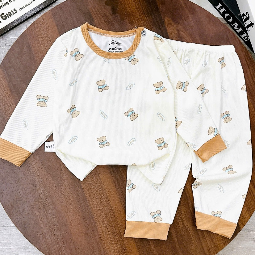 Bộ quần áo dài tay TĂM LẠNH Cài Vai siêu mềm họa tiết thu đông cho bé 5-15kg giặt tay giặt máy saubabi