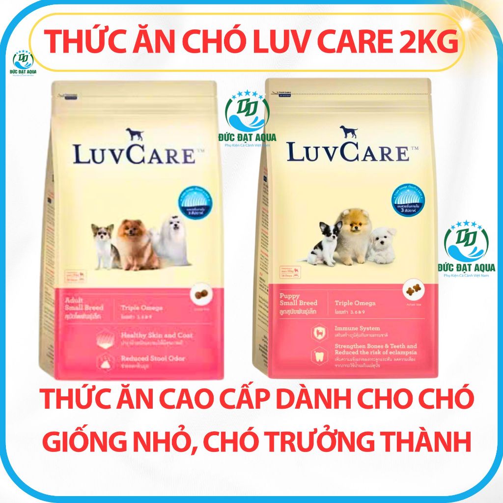 thức ăn LUV CARE 2kg Thức Ăn Cao Cấp Dành Cho Chó Giống Nhỏ, Chó Trưởng Thành hàng nhập thái lan