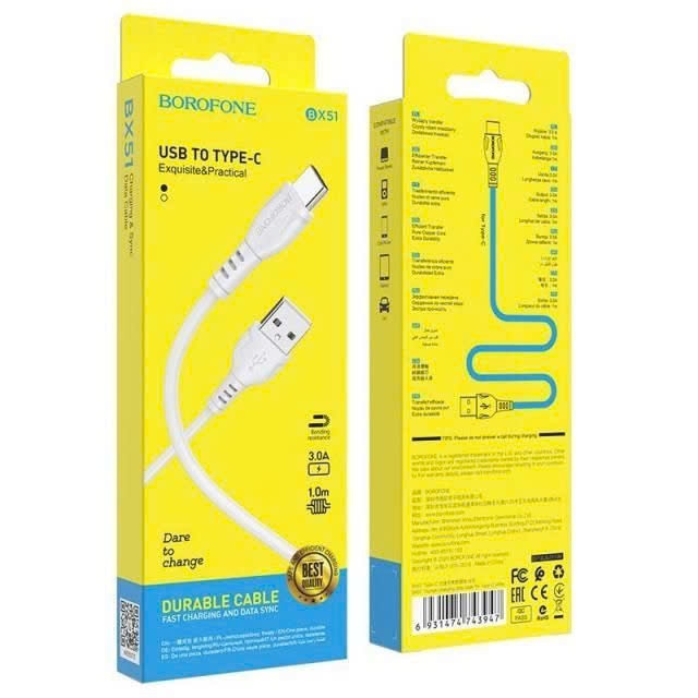 Cáp sạc nhanh Android - IOS - Type-C Borofone BX-51-54 - Dây sạc điện thoại - dây sạc siêu nhanh - cáp sạc usb