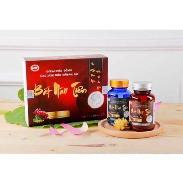 Viên uống hoạt huyết não Bát Não Tiên, hỗ trợ an thần, dễ ngủ, hộp 2 lọ, mỗi lọ 30 viên