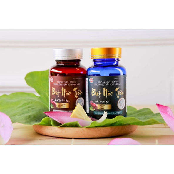 Viên uống hoạt huyết não Bát Não Tiên, hỗ trợ an thần, dễ ngủ, hộp 2 lọ, mỗi lọ 30 viên