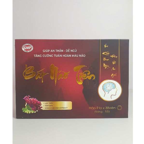 Viên uống hoạt huyết não Bát Não Tiên, hỗ trợ an thần, dễ ngủ, hộp 2 lọ, mỗi lọ 30 viên