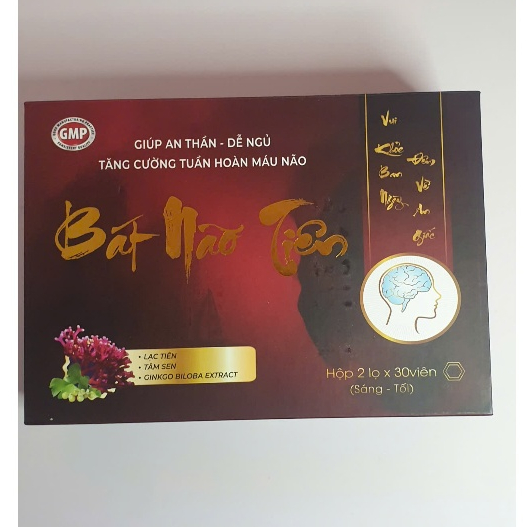 Viên uống hoạt huyết não Bát Não Tiên, hỗ trợ an thần, dễ ngủ, hộp 2 lọ, mỗi lọ 30 viên