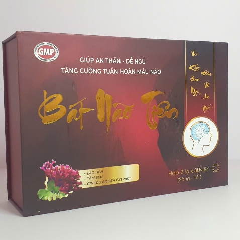 Viên uống hoạt huyết não Bát Não Tiên, hỗ trợ an thần, dễ ngủ, hộp 2 lọ, mỗi lọ 30 viên