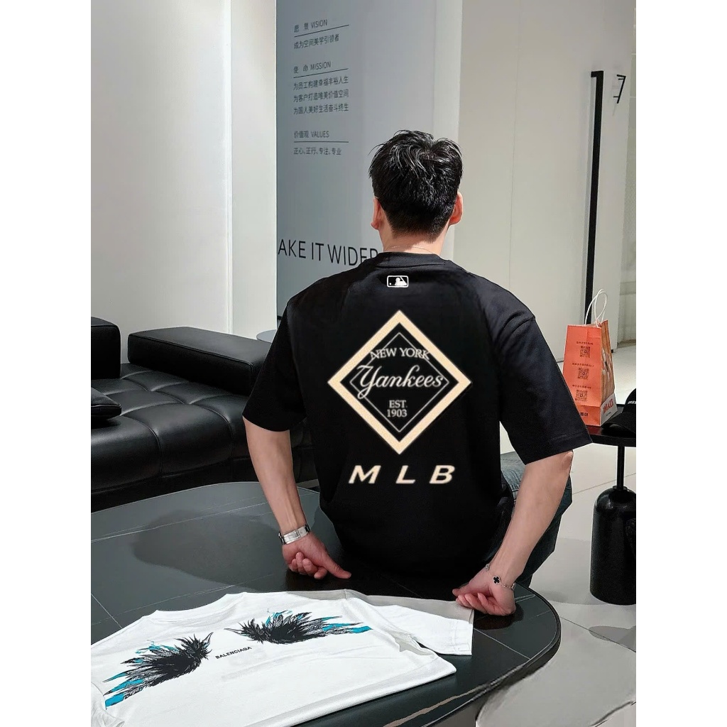 Áo phông MLB  siêu sale - MLB korea nam nữ cao cấp, 100% cotton co giãn 2 chiều , định lượng 250gms,NY VIỀN VUÔNG