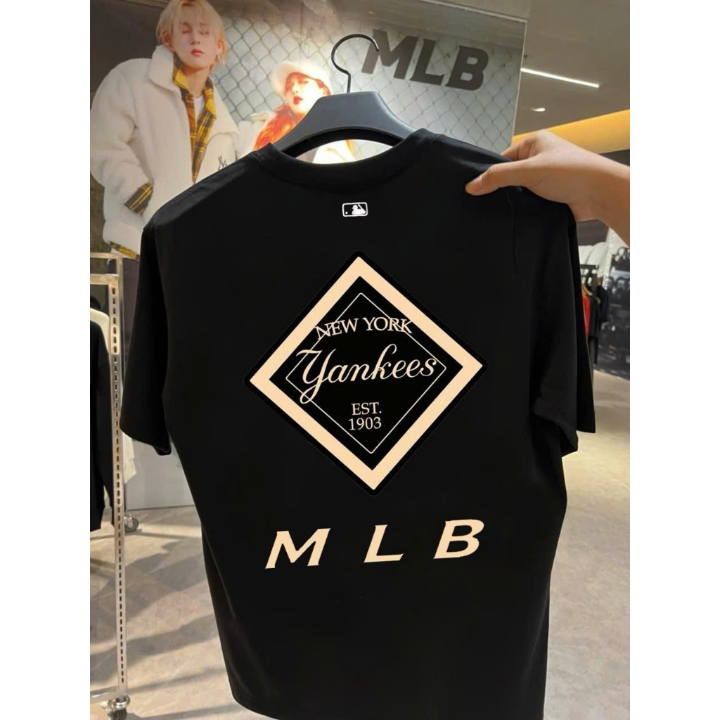 Áo phông MLB  siêu sale - MLB korea nam nữ cao cấp, 100% cotton co giãn 2 chiều , định lượng 250gms,NY VIỀN VUÔNG