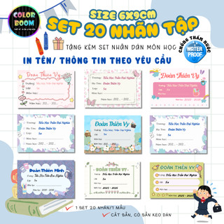 Nhãn Vở In Theo Yêu Cầu - Set 20 Nhãn Vở mẫu đơn giản- Size 6x9cm - Colorboom