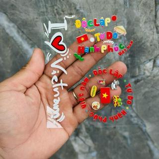 Tem Sticker Độc Lập Tự Do Hạnh Phúc, I Love Viet Nam, Tôi Yêu Việt Nam |SGDC - 1 Cái/Bộ|