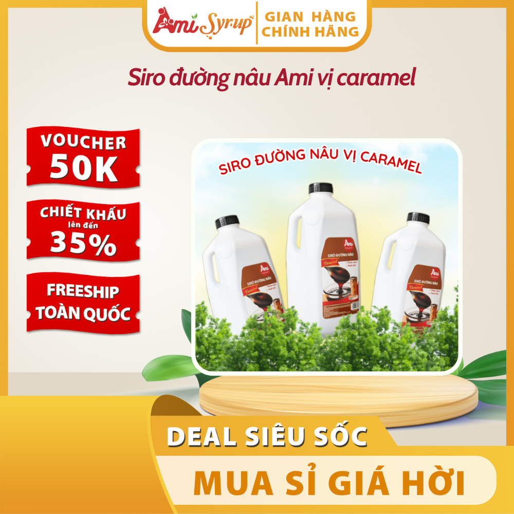 Siro đường nâu Ami vị caramel, nguyên liệu pha chế đồ uống thơm ngon bổ dưỡng