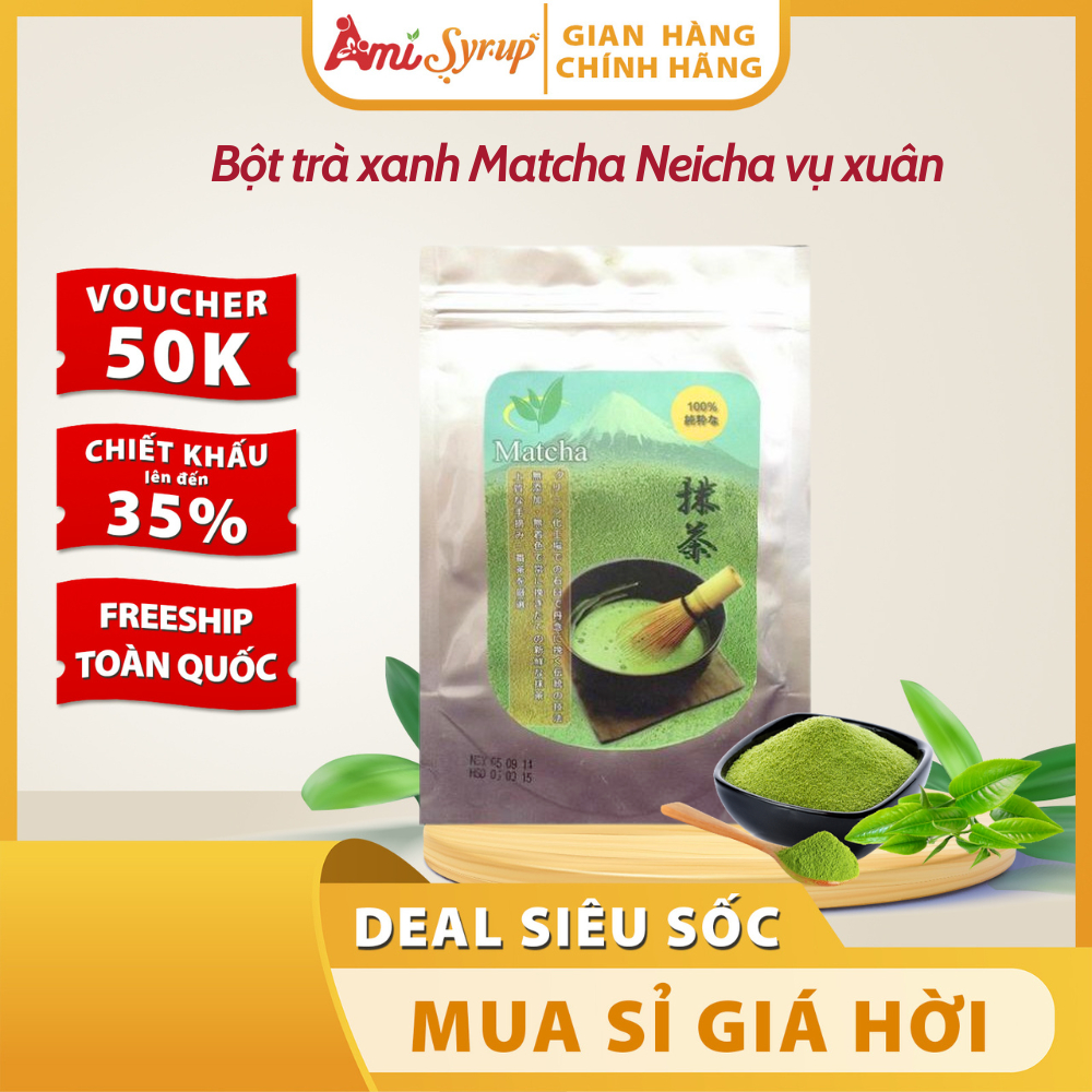 Bột trà xanh Matcha Neicha vụ xuân, gói 100g vị tinh khiết dùng pha chế đồ uống,làm bánh, trà