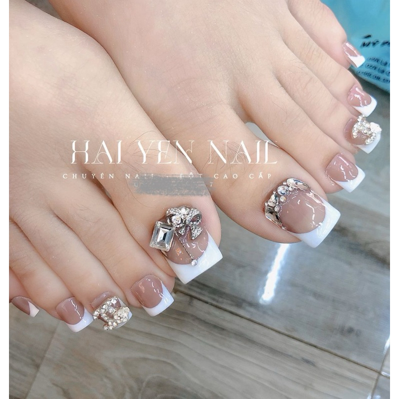 ( hoả tốc) NAIL BOX CHÂN THẠCH NUDE HỒNG THIẾT KẾ ĐÍNH ĐÁ KHỐI