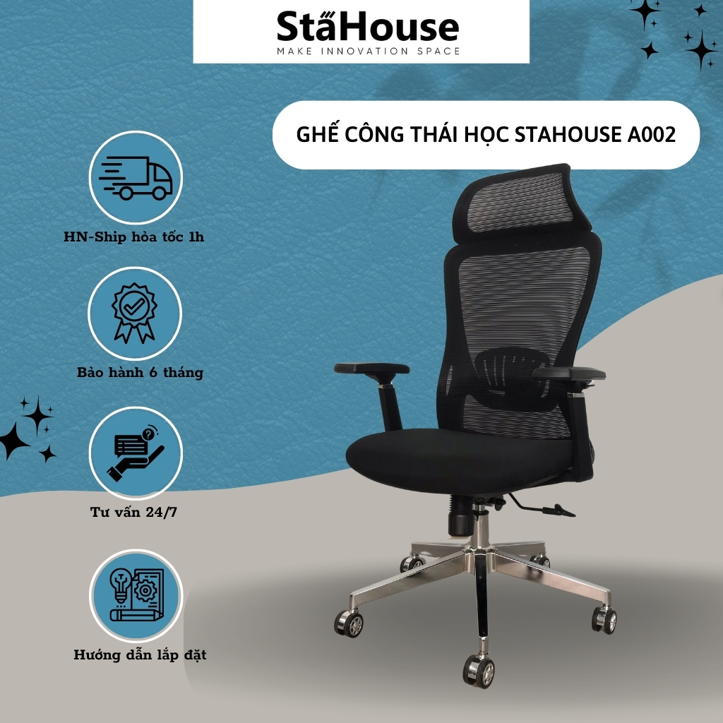 Ghế Xoay Văn Phòng Làm Việc Tay Gập Tựa Đầu Ngả Lưng, Ghế Công Thái Học ...