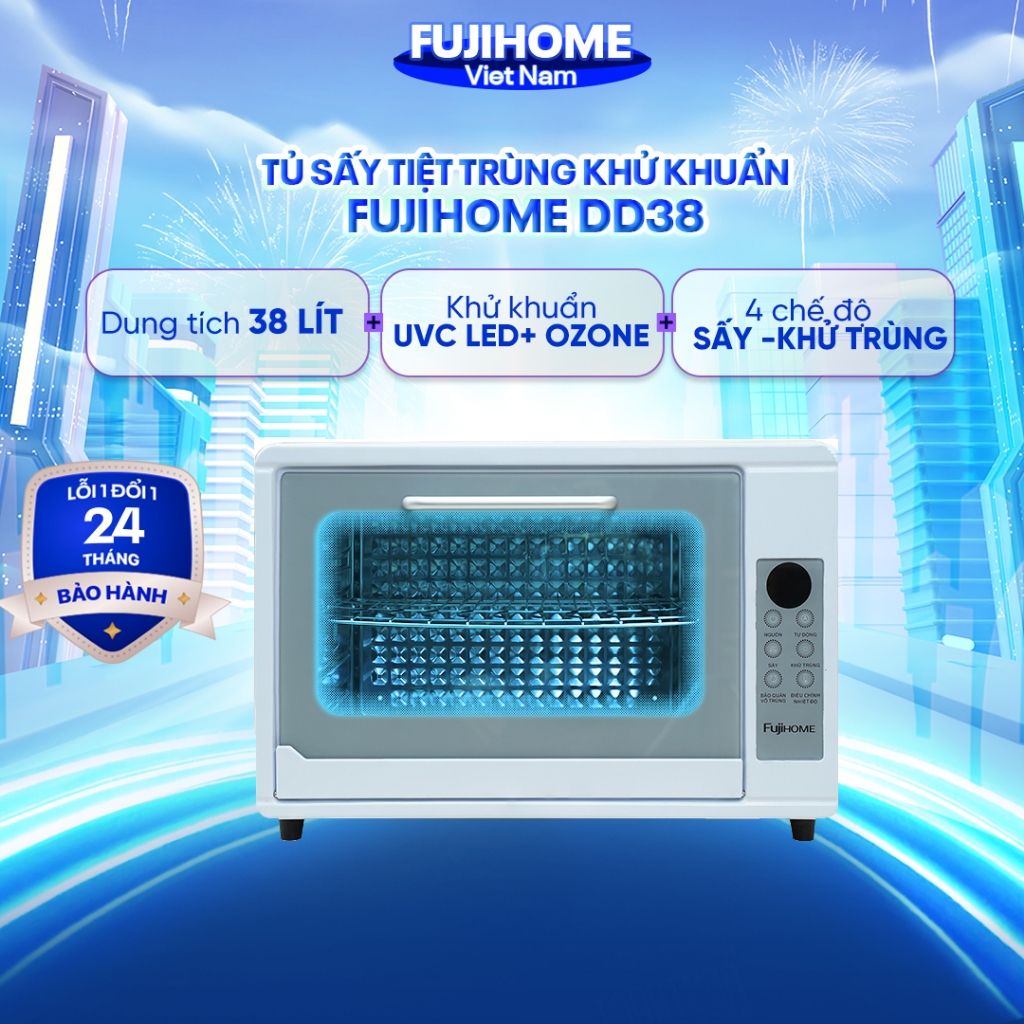 Tủ sấy tiệt trùng UV dụng cụ Spa Y tế 38 Lít FUJIHOME DD38, Máy sấy khử trùng diệt khuẩn công nghệ UVC LED đa năng