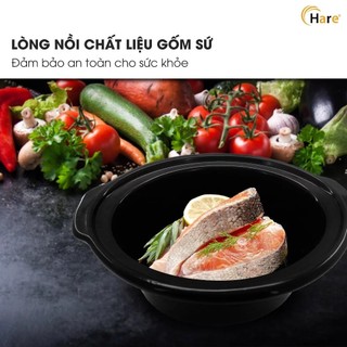 Nồi nấu chậm Hare HRSC535 dung tích 3.5L công suất 170W 3 chế độ nấu, điều khiển núm xoay đơn giản