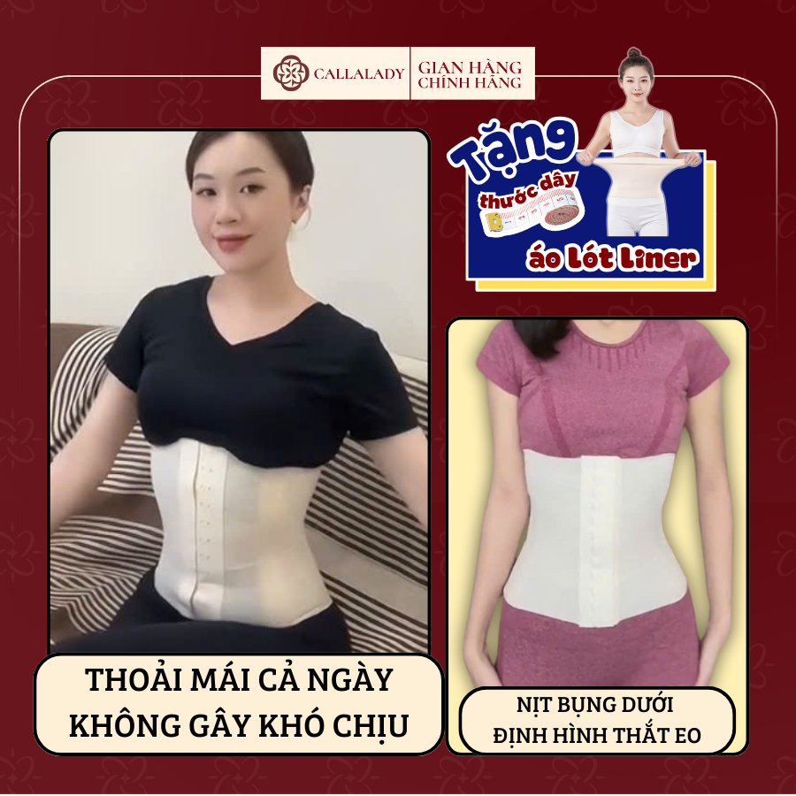 Đai nịt bụng siết bụng dưới định hình eo Callalady latex chính hãng giảm mỡ chống cuộn chất đúc su mềm mại dds