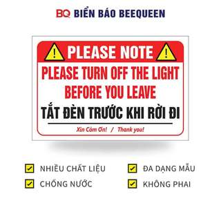 Biển báo TẮT ĐÈN TRƯỚC KHI RỜI ĐI N329