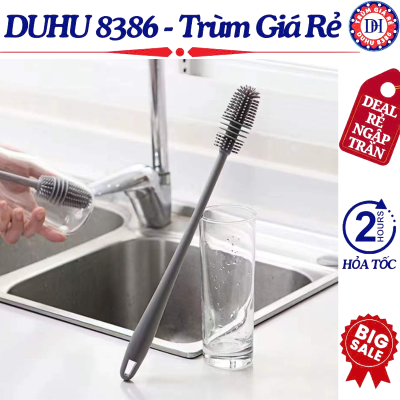 Cọ Rửa Ly, Cốc Silicon Cán Dài - Cây Rửa Bình Sữa, Bình Nước, Chai Lọ ...