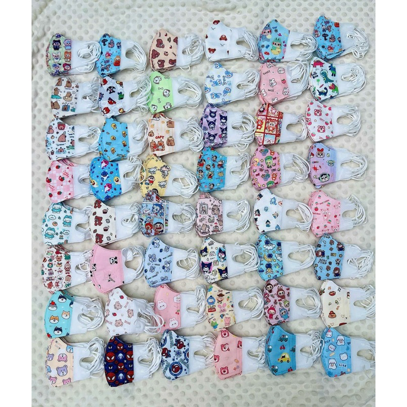 Khẩu trang cho bé 5d Trẻ Em Taki vải lụa mềm mịn có đầy đủ 3 size từ 0-9 tuổi