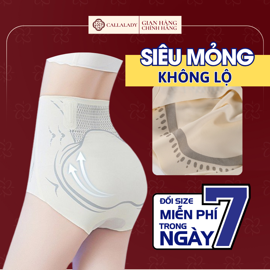 Quần gen nịt bụng Callalady quần lót định hình cạp cao chất đúc su thông thoáng có 4 thanh chống cuộn không lộ viền G001