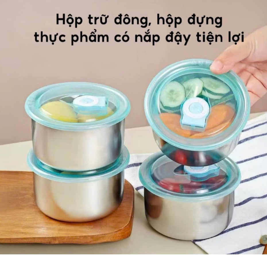 Hộp Đựng Thực Phẩm Inox Hộp đựng thức ăn, thực phẩm không gỉ có nắp đậy kín tiện lợi