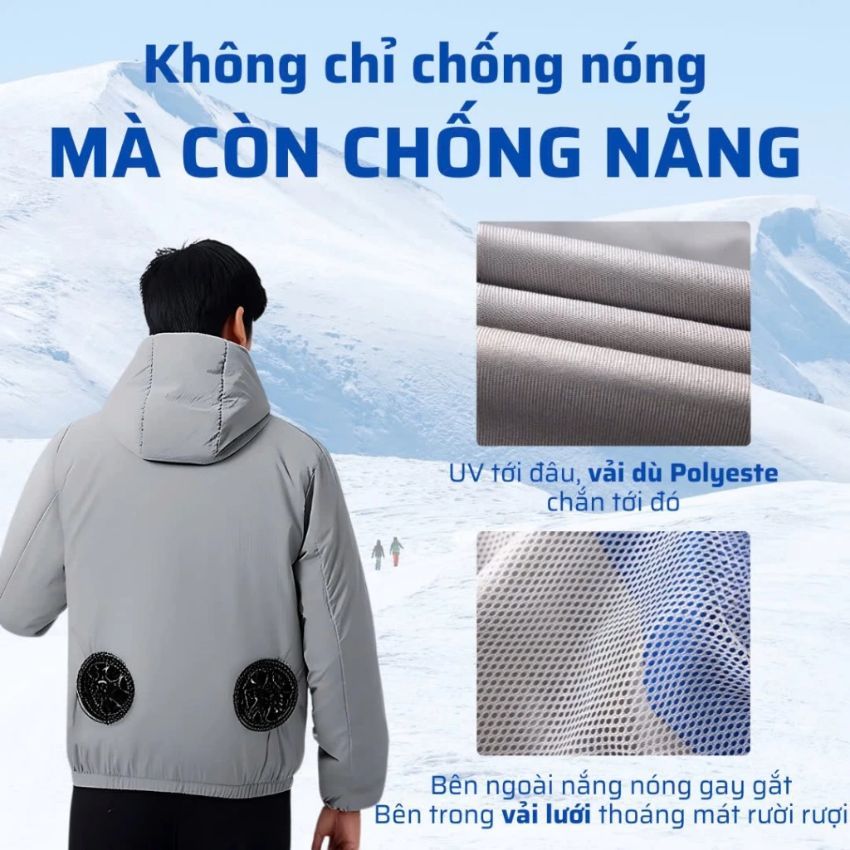 Áo Điều Hoà Cao Cấp Zlife Pin 98000mAh, Áo Chống Nắng Nam Nữ Có Quạt Gió Điều Hoà Làm Mát Cực Nhanh