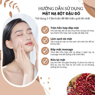 Bột đậu đỏ thiên nhiên giúp làm sạch sâu da mặt, hỗ trợ tẩy TBC, giúp da trắng sáng bật tone bịch 100gram