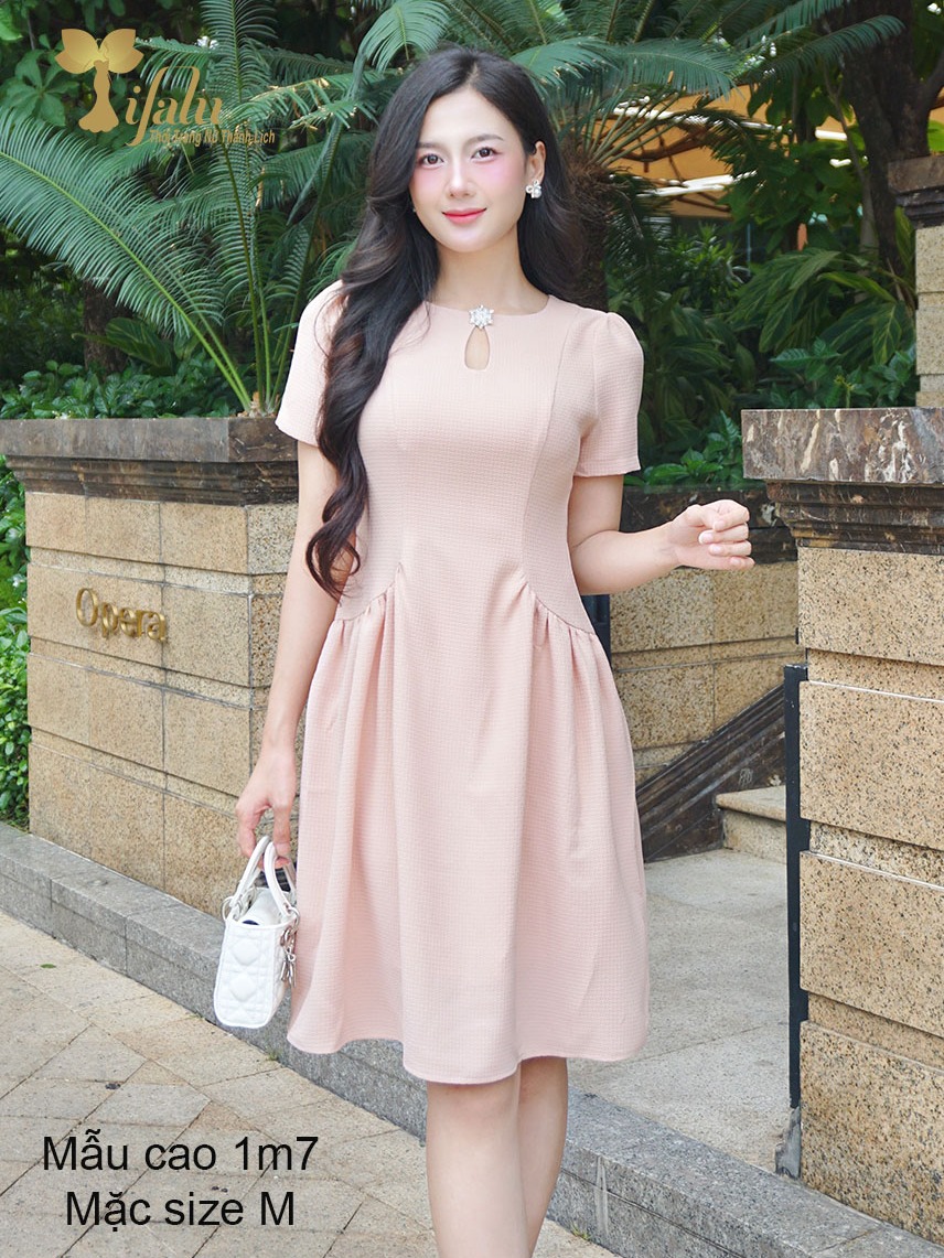 Ảnh TIFALU - Váy nữ, Đầm suông A bigsize dự tiệc màu hồng sang chảnh - ZOL422PNK 3