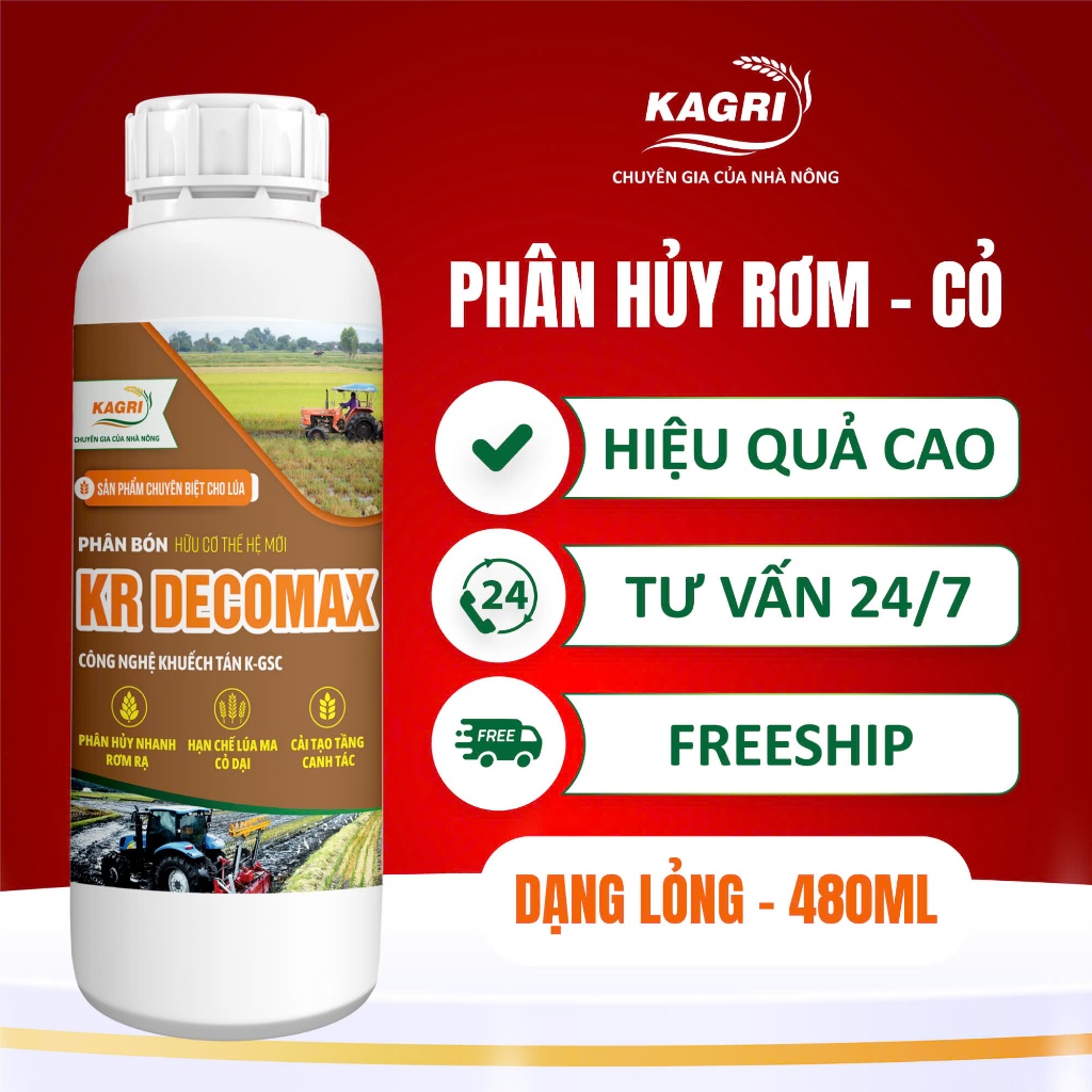 Phân Bón Phân Hủy KR DECOMAX Chai 480ML - Phân Hủy Rơm Rạ, Cải Tạo Đất ...