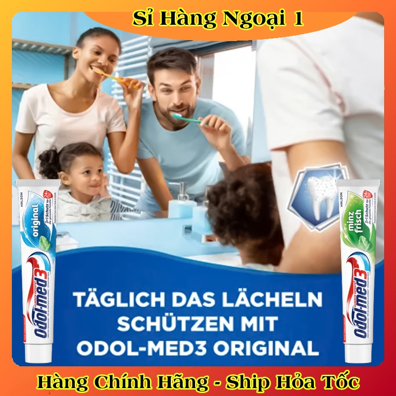 [Date Mới Đủ Bill] Kem đánh răng ODOL - MED 3 Extra white 75ml - Đức